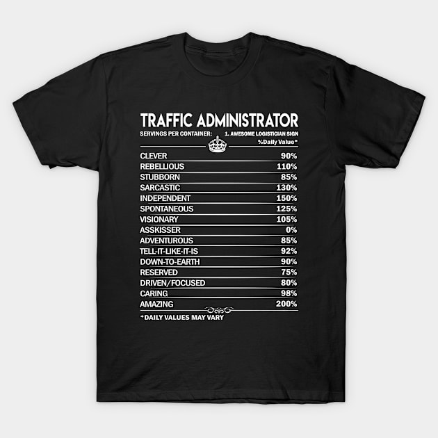 Traffic Administrator T Shirt - Traffic Administrator Factors Daily Gift Item Tee T-Shirt by Jolly358